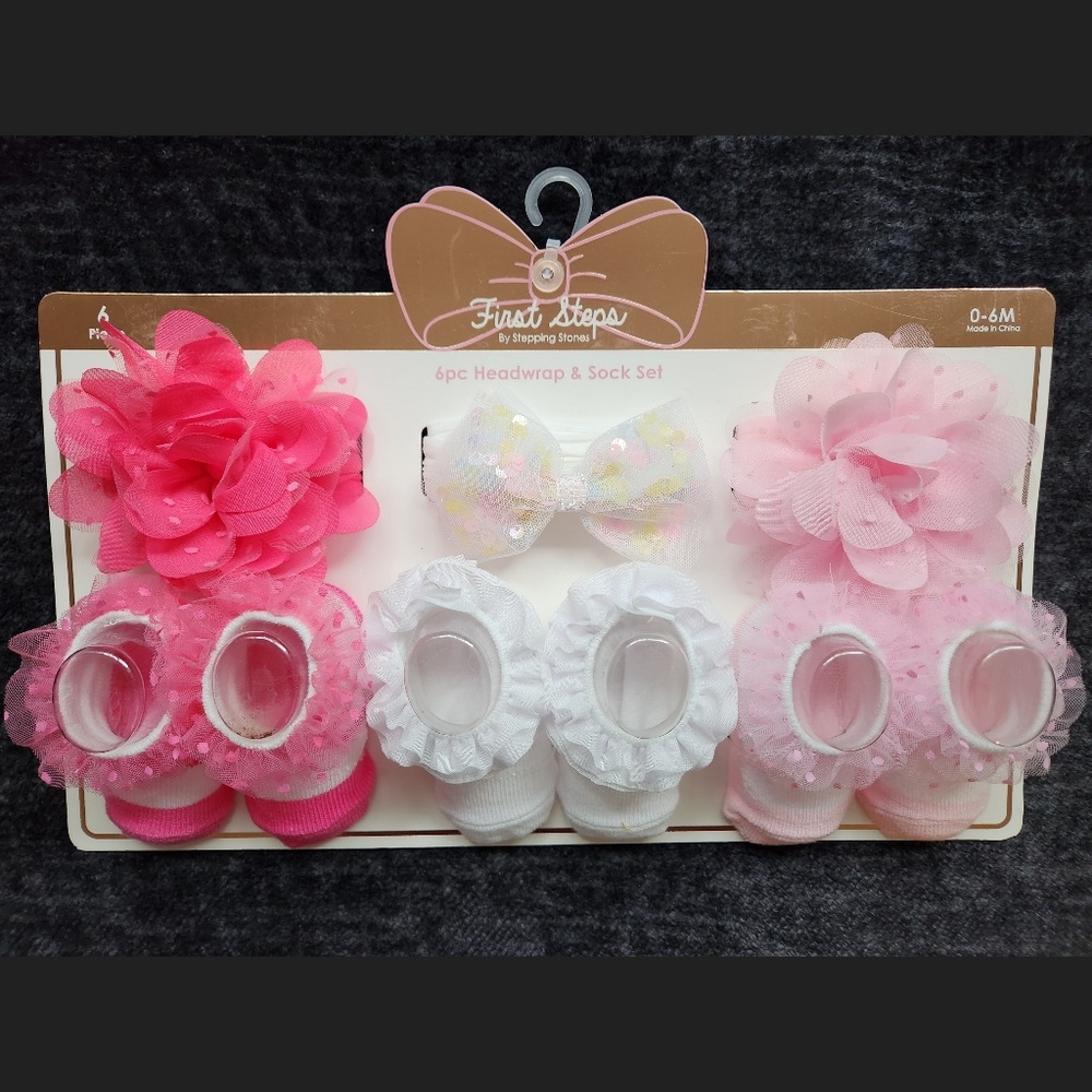 6pc Headwrap & Sock Set - Picture 2 of 3